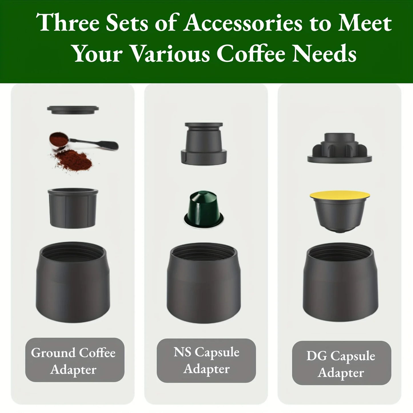 Cafetera expreso manual portátil 3 en 1: para café molido y en cápsulas