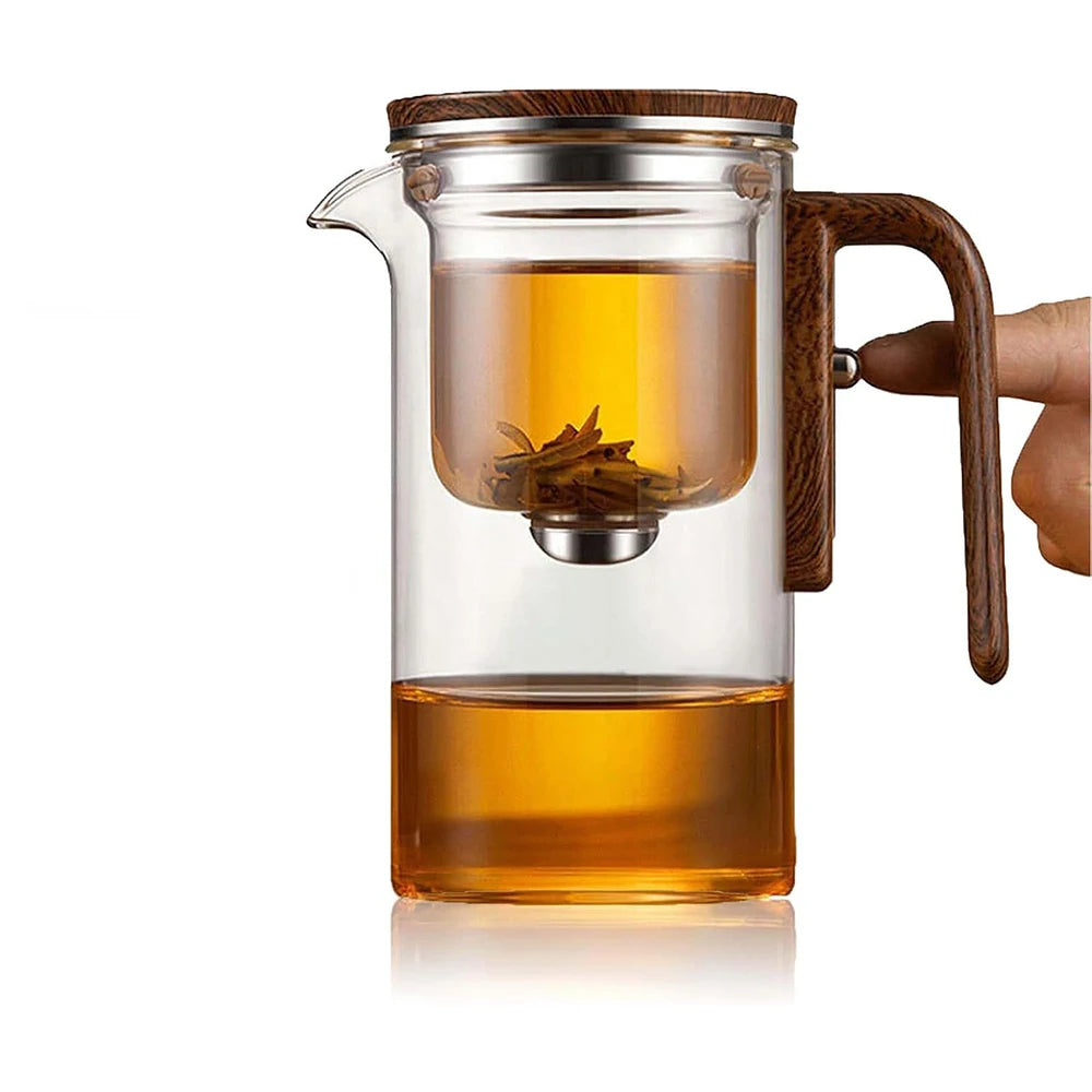 BrewCharm Glass Teapot with Wooden Handle