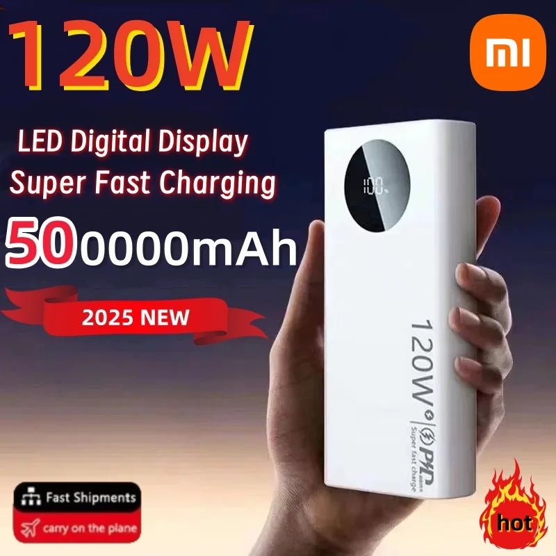 Batería externa Xiaomi de alta capacidad de 120 W y 50 000 mAh: carga ultrarrápida para todos los dispositivos