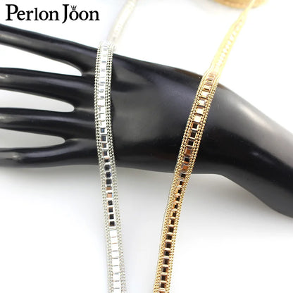 GlamGrid™ Crystal Trim – Square Glass Rhinestones with Hot Fix Back (Gold/Silver)