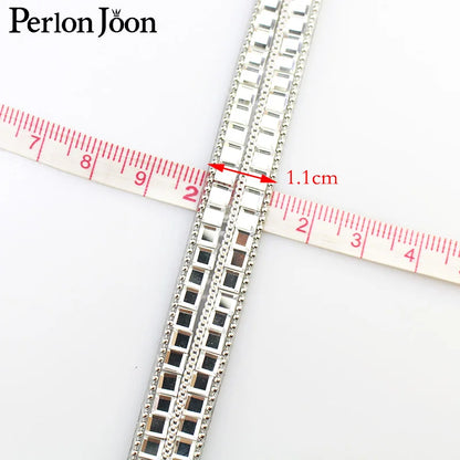 GlamGrid™ Crystal Trim – Square Glass Rhinestones with Hot Fix Back (Gold/Silver)