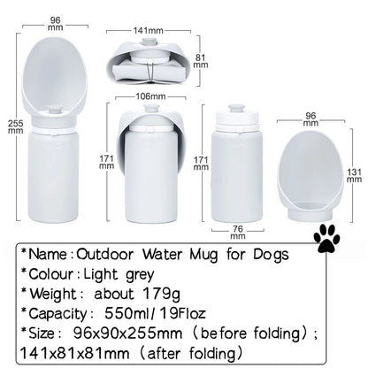 PawHydrate™ Foldable Pet Bottle – 550ml Travel Water Dispenser for Dogs & Cats