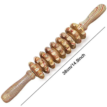 WoodRelief 9-Roller Massager – Anti-Cellulite & Muscle Pain Therapy Tool