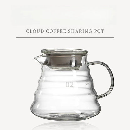 Elegante jarra de café de vidrio borosilicato de 500/600 ml