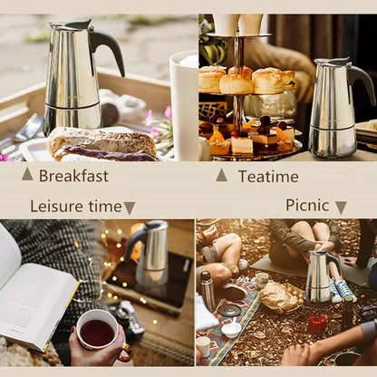 SteamBrew Classic Moka Pot – Multi-Cup Stove Top Coffee Machine
