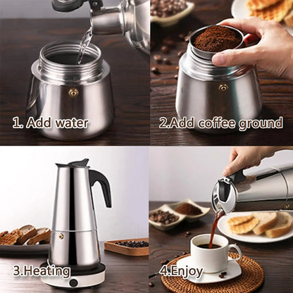 SteamBrew Classic Moka Pot – Multi-Cup Stove Top Coffee Machine