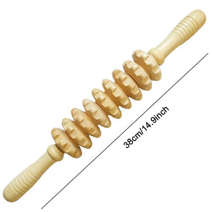 WoodRelief 9-Roller Massager – Anti-Cellulite & Muscle Pain Therapy Tool