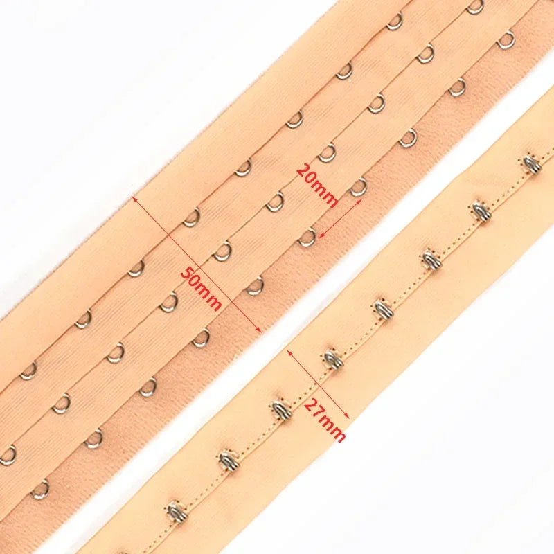 FlexFit™ Bra Hook Tape – 3-Row Corset Back Extender for Sewing & DIY Lingerie
