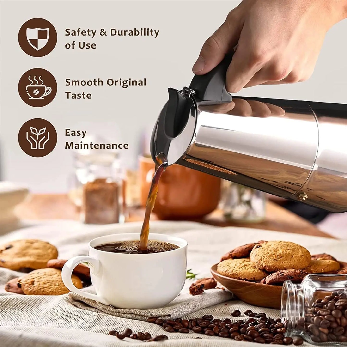 SteamBrew Classic Moka Pot – Multi-Cup Stove Top Coffee Machine