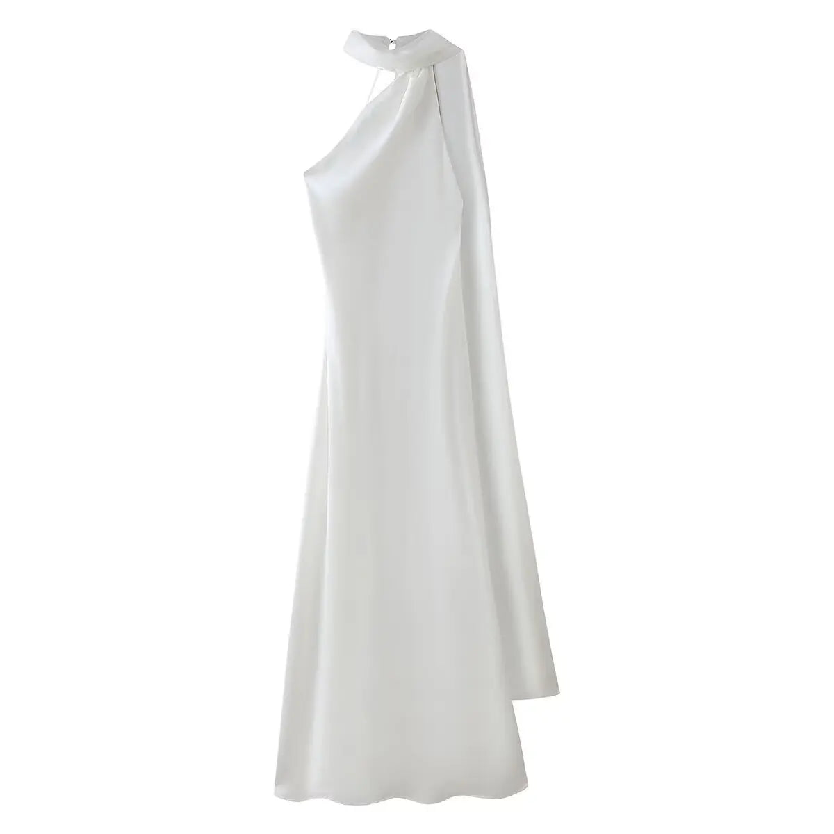 Elegant Silk Satin Maxi Dress – Backless Halter Summer Gown
