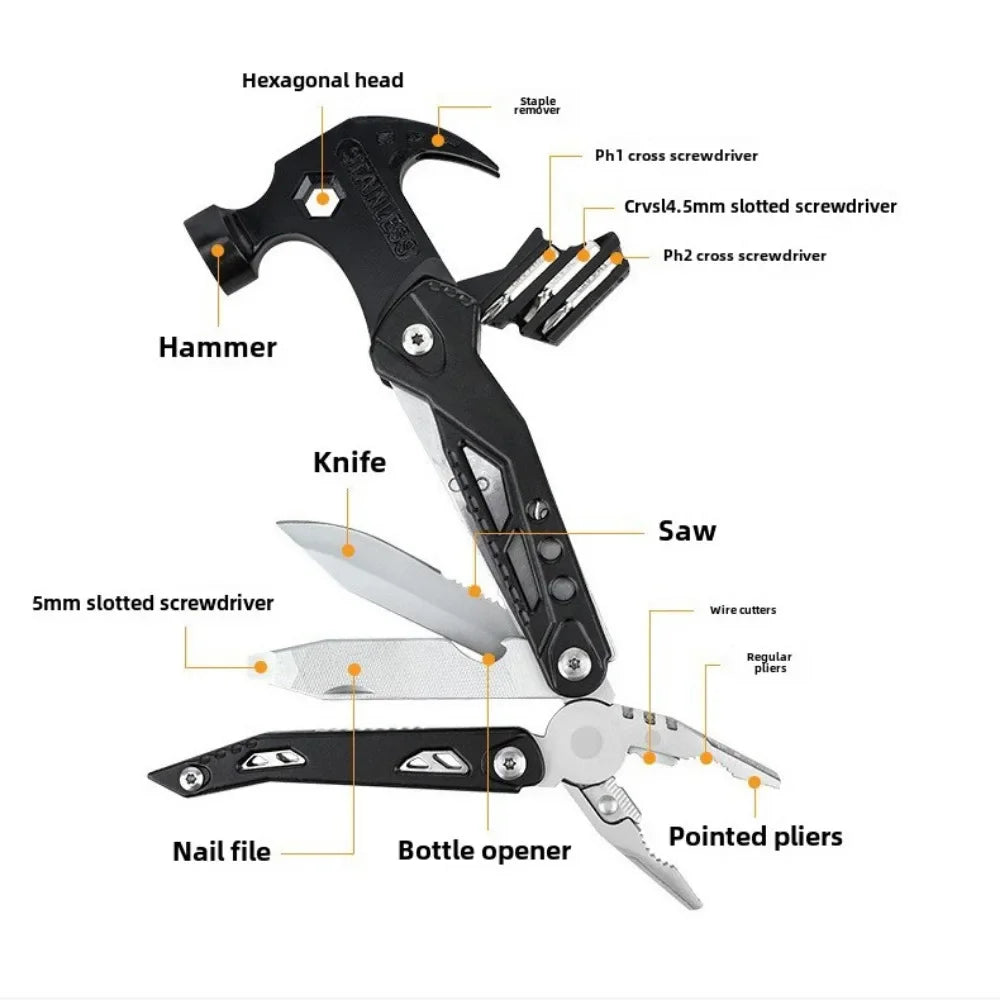 ToolMate 14-in-1 Survival Hammer – Compact Multi-Tool for Camping