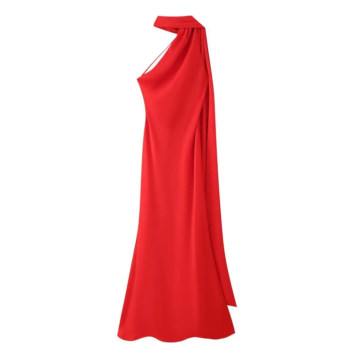 Elegant Silk Satin Maxi Dress – Backless Halter Summer Gown