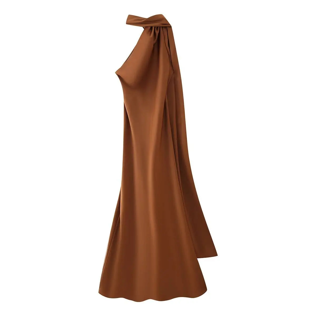 Elegant Silk Satin Maxi Dress – Backless Halter Summer Gown