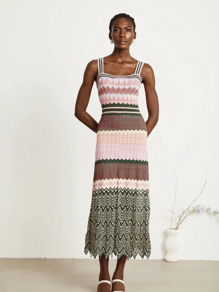 Luxury VEITCHE Satin Dress – Sleeveless Ribbon Party Maxi
