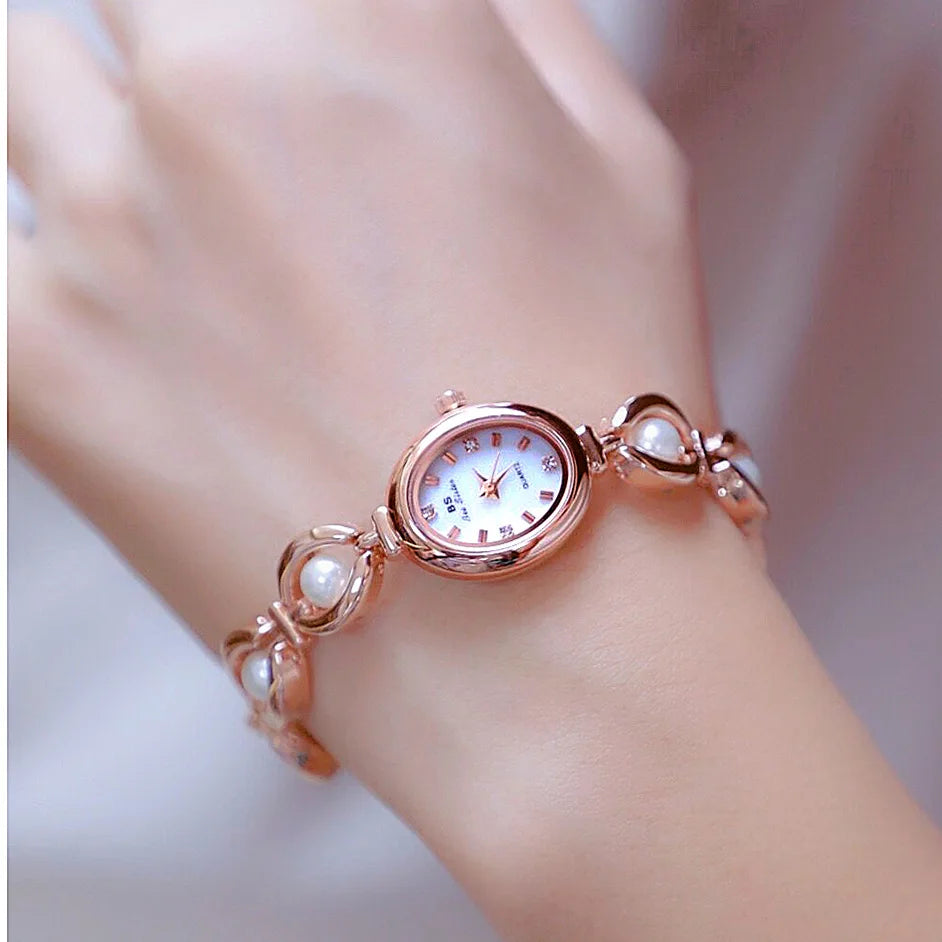 LumiPearl Crystal Bracelet Watch – Elegant & Waterproof