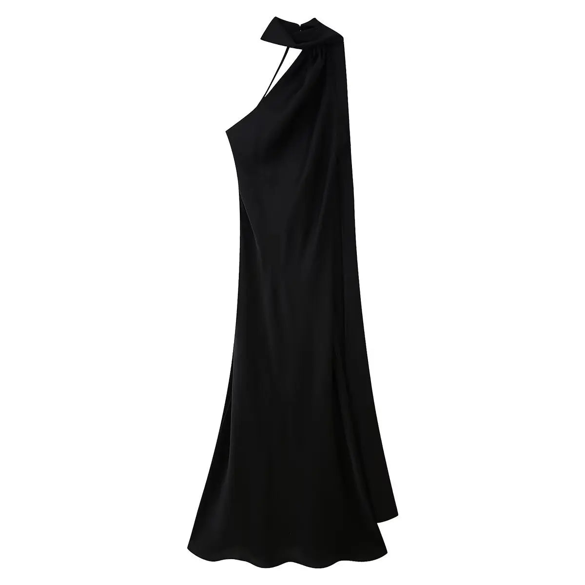 Elegant Silk Satin Maxi Dress – Backless Halter Summer Gown