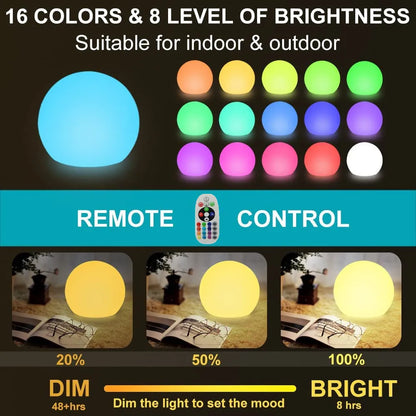 GlowSphere Outdoor LED Garden Light – Rechargeable & Waterproof
