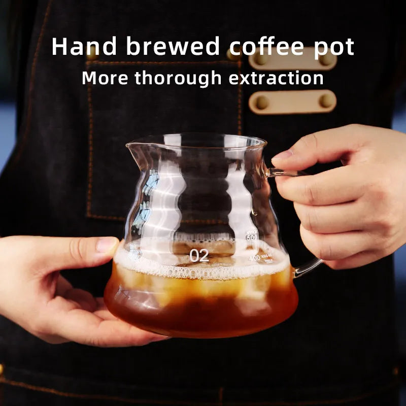 Elegante jarra de café de vidrio borosilicato de 500/600 ml