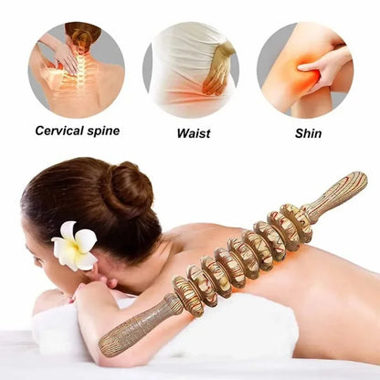 WoodRelief 9-Roller Massager – Anti-Cellulite & Muscle Pain Therapy Tool