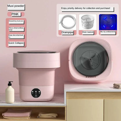 QuickWash Foldable Mini Washer – Portable Laundry Machine with Spin Dry