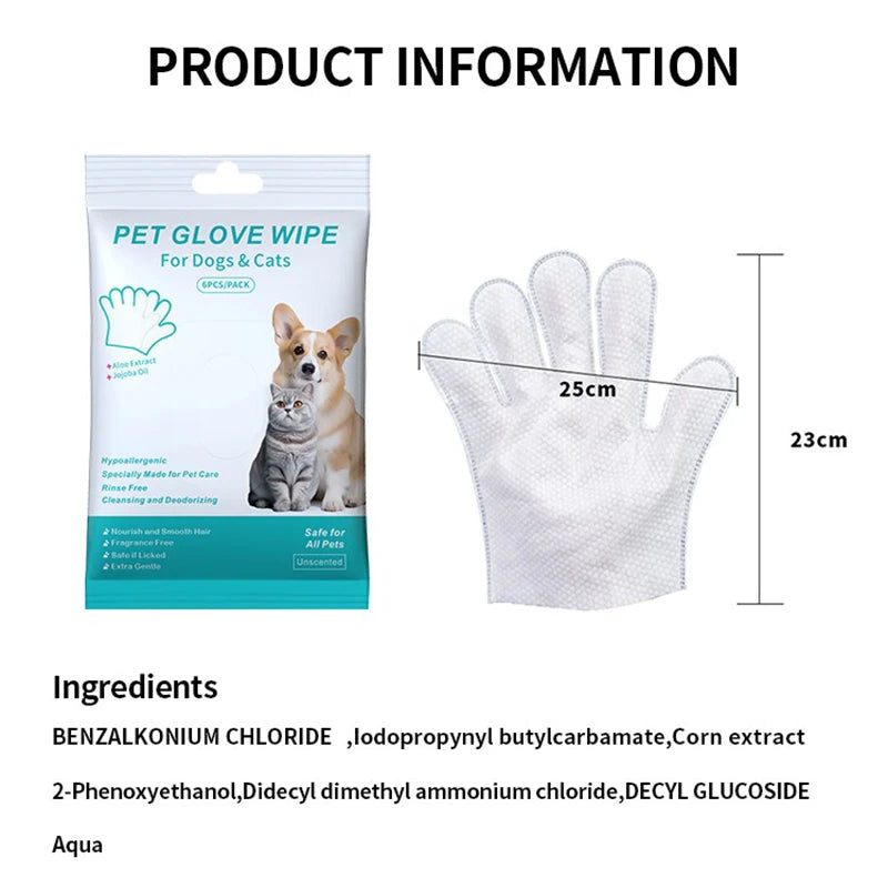 PetCare Wash-Free Cleaning Gloves – Deodorising Wipes for Cats & Dogs