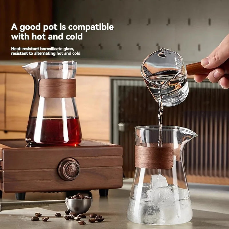 Elegante jarra de café de vidrio borosilicato de 500/600 ml