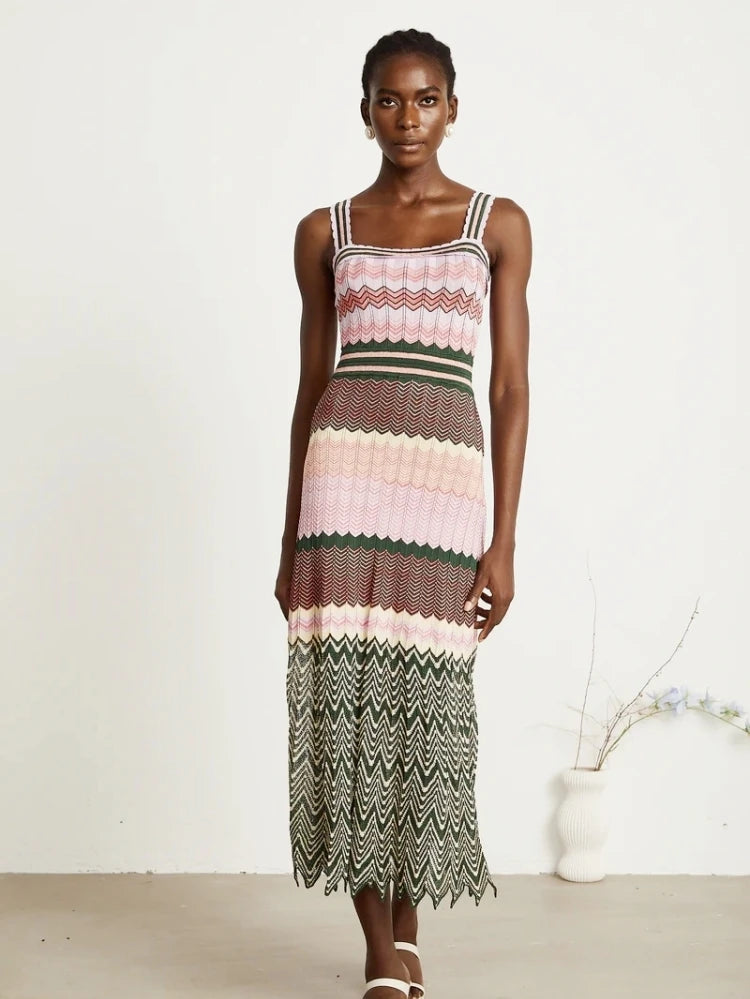 Luxury VEITCHE Satin Dress – Sleeveless Ribbon Party Maxi