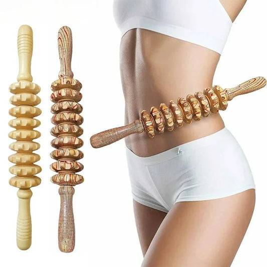 WoodRelief 9-Roller Massager – Anti-Cellulite & Muscle Pain Therapy Tool
