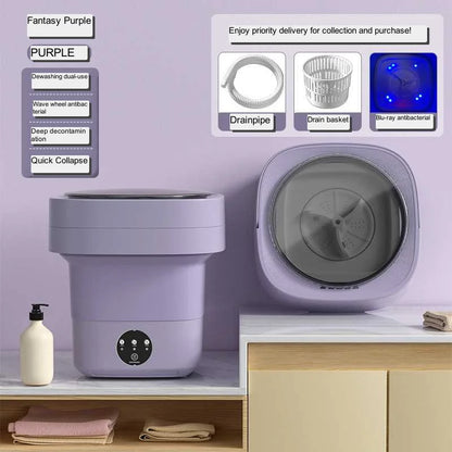 QuickWash Foldable Mini Washer – Portable Laundry Machine with Spin Dry