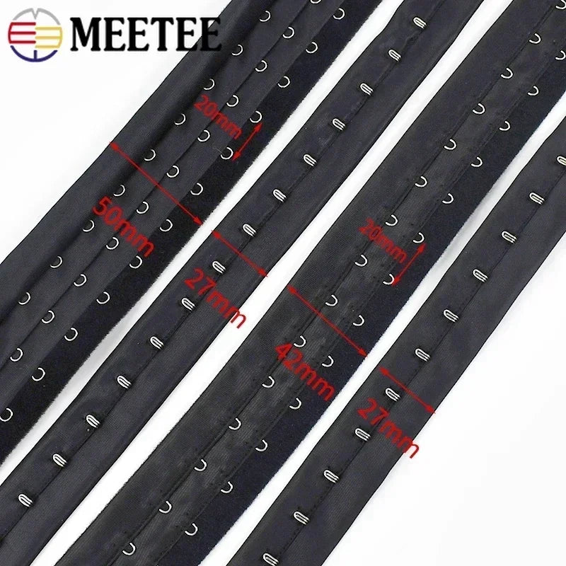 FlexFit™ Bra Hook Tape – 3-Row Corset Back Extender for Sewing & DIY Lingerie