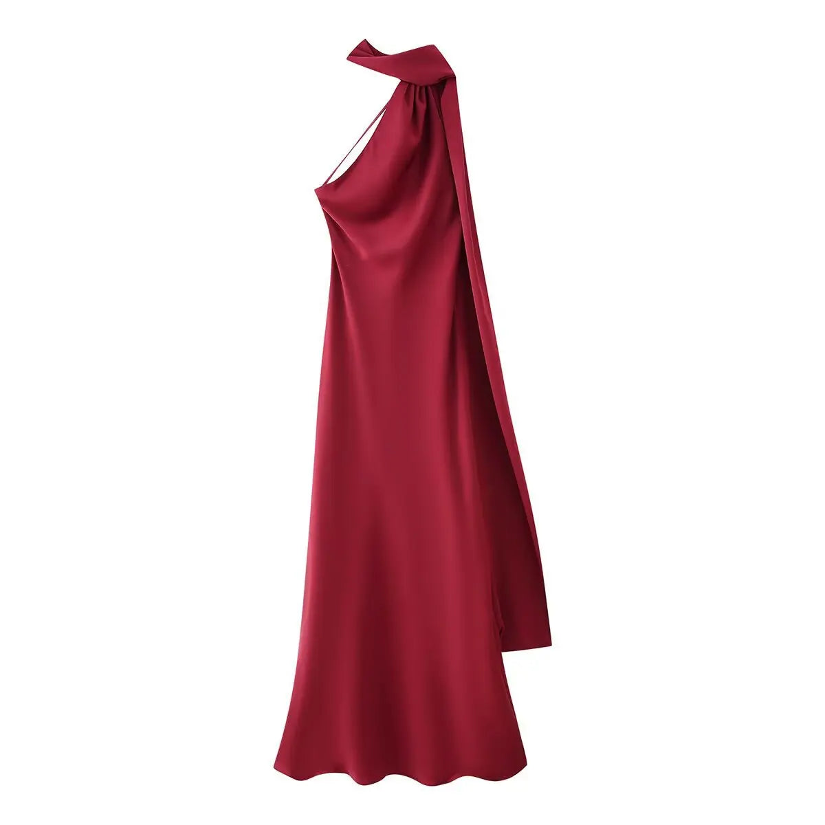 Elegant Silk Satin Maxi Dress – Backless Halter Summer Gown