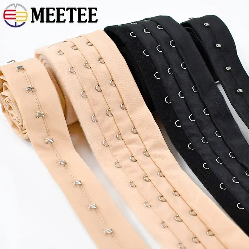 FlexFit™ Bra Hook Tape – 3-Row Corset Back Extender for Sewing & DIY Lingerie