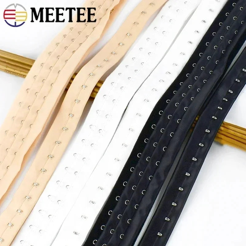 FlexFit™ Bra Hook Tape – 3-Row Corset Back Extender for Sewing & DIY Lingerie