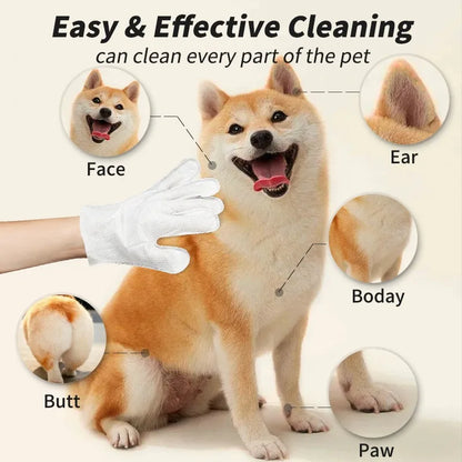 PetCare Wash-Free Cleaning Gloves – Deodorising Wipes for Cats & Dogs