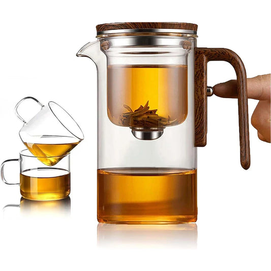 BrewCharm Glass Teapot with Wooden Handle