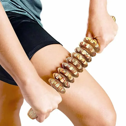WoodRelief 9-Roller Massager – Anti-Cellulite & Muscle Pain Therapy Tool